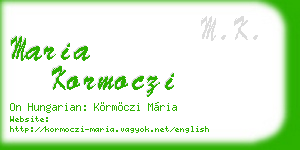 maria kormoczi business card