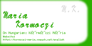 maria kormoczi business card